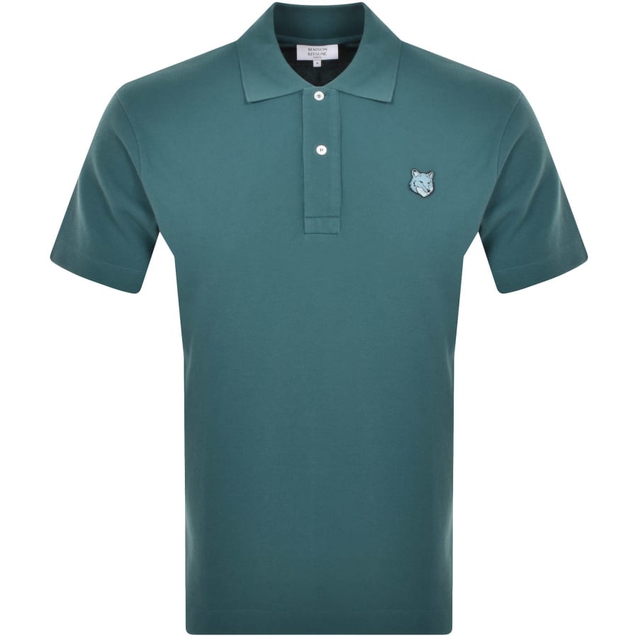 Maison Kitsune Fox Head Polo T Shirt Blue Mainline Menswear Australia